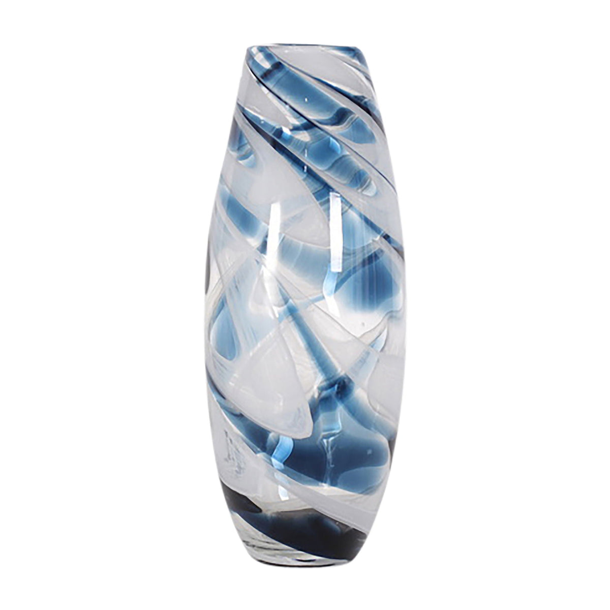 Glass 17" Swirl Vase - Blue