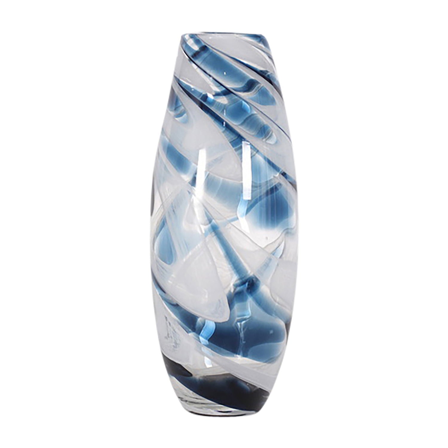 Glass 17" Swirl Vase - Blue