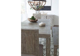 5QS361 Herringbone Solid Wood Rectangular Dining Table In Rustic Latte