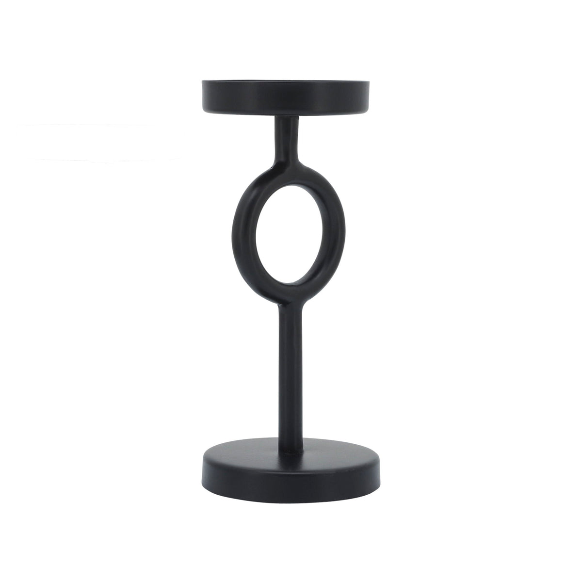 Metal Ring Candle Holder 8" - Black