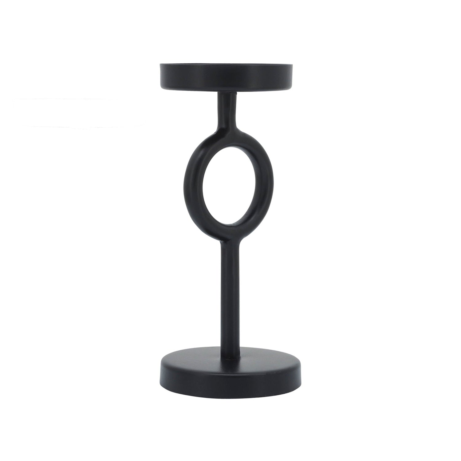 Metal Ring Candle Holder 8" - Black