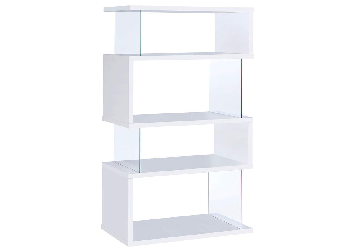 Emelle 63-inch 4-shelf Glass Panel Bookshelf White