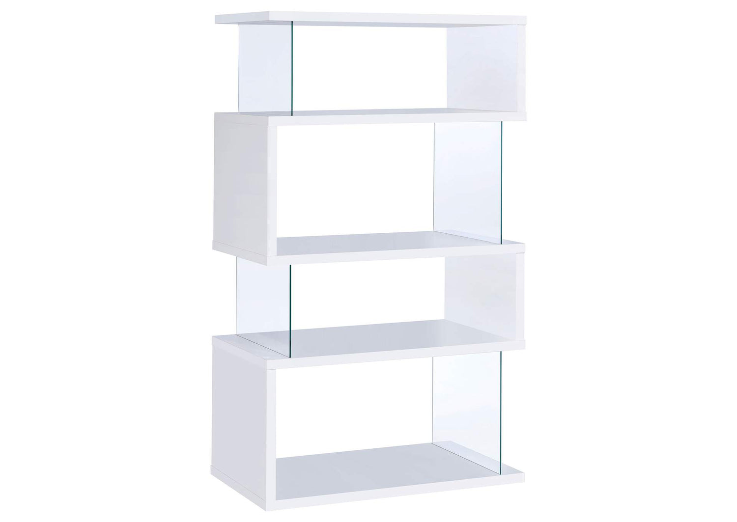 Emelle 63-inch 4-shelf Glass Panel Bookshelf White