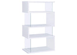 800300 Emelle 63-inch 4-shelf Glass Panel Bookshelf White