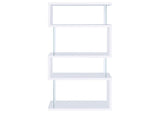 800300 Emelle 63-inch 4-shelf Glass Panel Bookshelf White