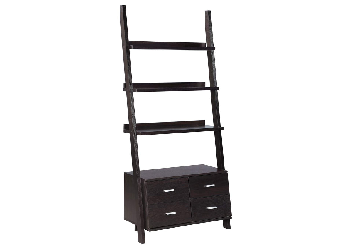 800319 Colella 72-inch 5-shelf Storage Ladder Bookshelf Cappuccino