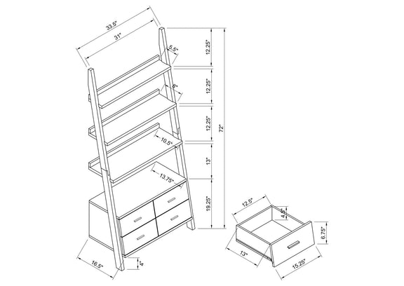 800319 Colella 72-inch 5-shelf Storage Ladder Bookshelf Cappuccino