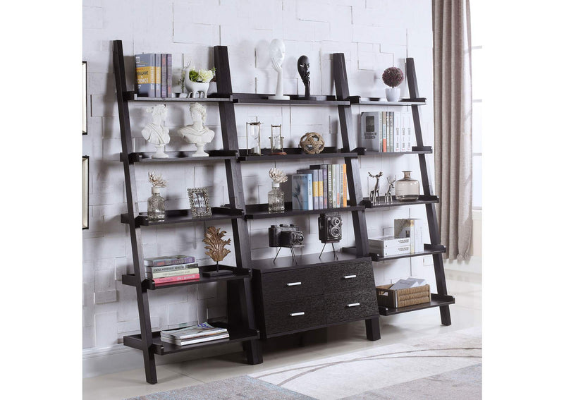 800319 Colella 72-inch 5-shelf Storage Ladder Bookshelf Cappuccino