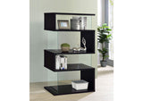 800340 Emelle 63-inch 4-shelf Glass Panel Bookshelf Black