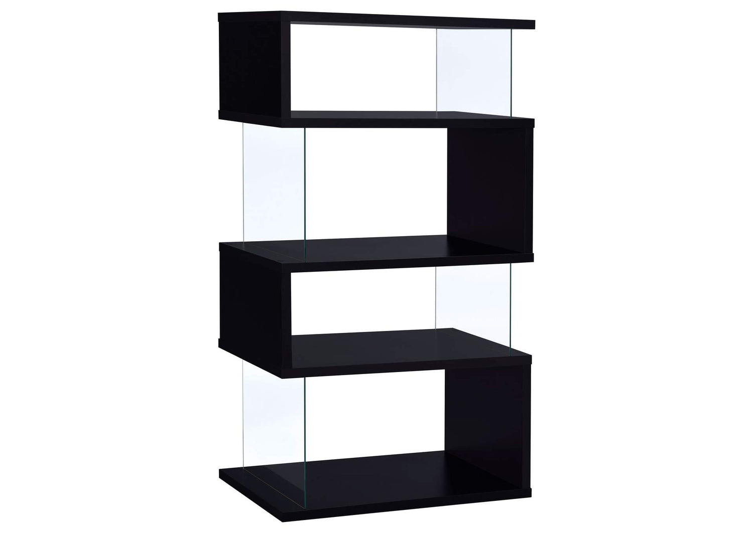Emelle 63-inch 4-shelf Glass Panel Bookshelf Black