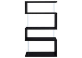 800340 Emelle 63-inch 4-shelf Glass Panel Bookshelf Black
