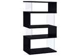 800340 Emelle 63-inch 4-shelf Glass Panel Bookshelf Black