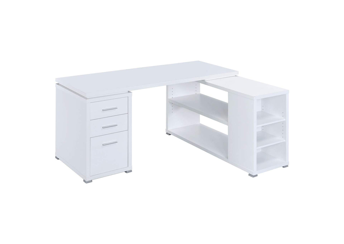 Yvette 60-inch 3-drawer L-Shape Computer Desk White