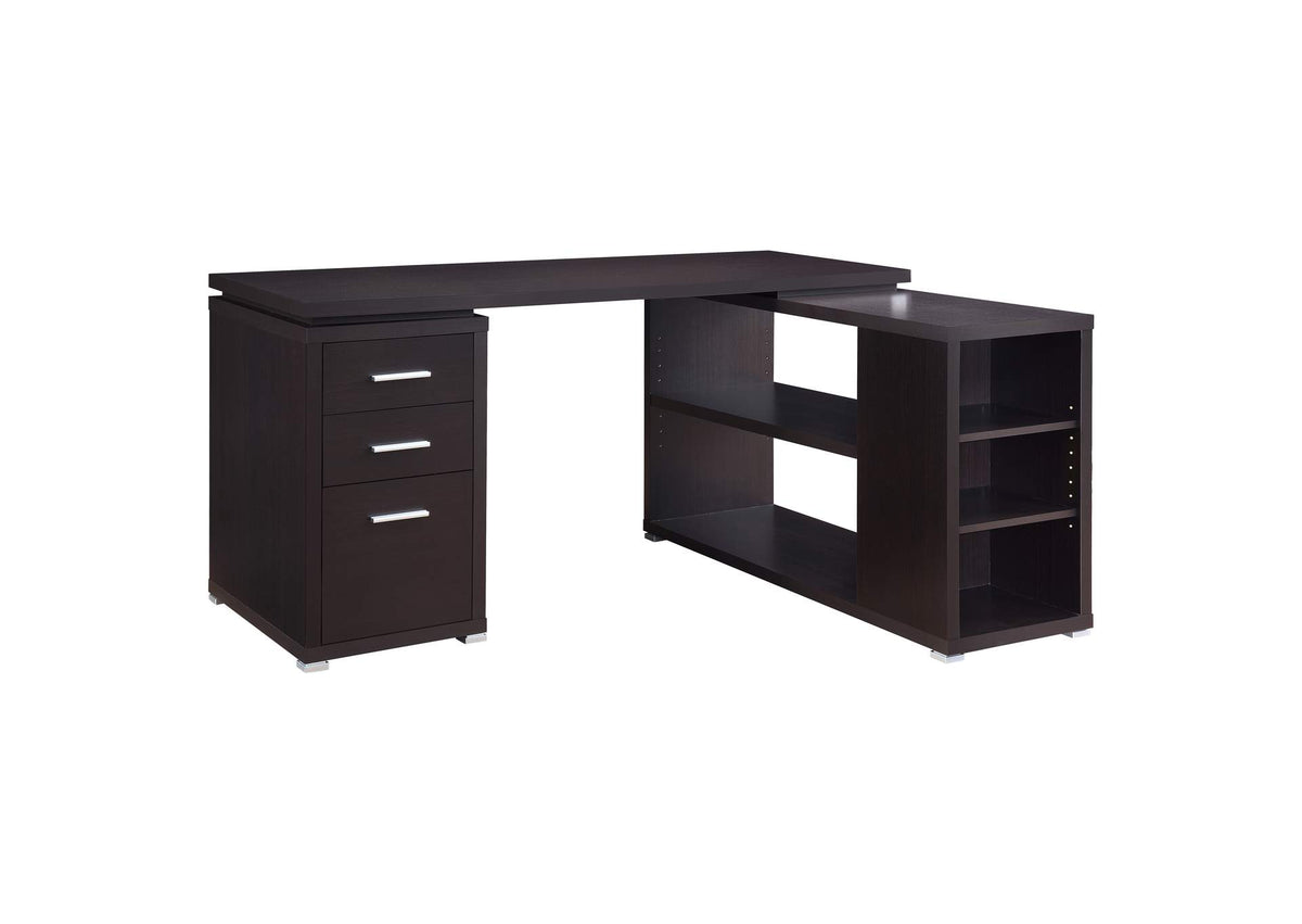 Yvette 60-inch 3-drawer L-Shape Computer Desk Cappuccino