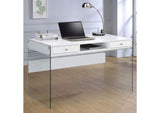 800829 Dobrev 48-inch 2-drawer Writing Desk White High Gloss