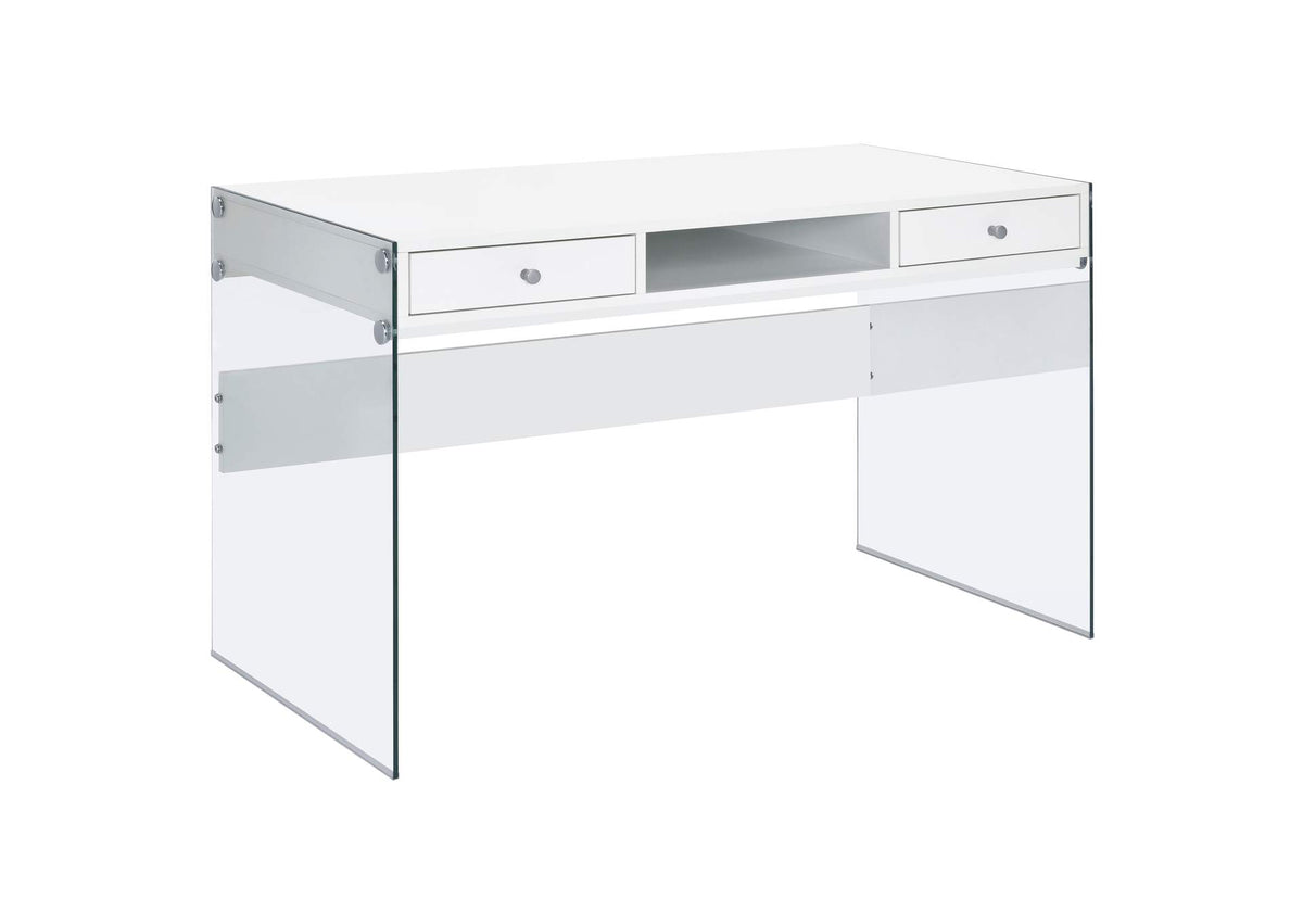 Dobrev 48-inch 2-drawer Writing Desk White High Gloss