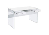 800829 Dobrev 48-inch 2-drawer Writing Desk White High Gloss