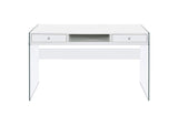 800829 Dobrev 48-inch 2-drawer Writing Desk White High Gloss
