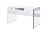 800829 Dobrev 48-inch 2-drawer Writing Desk White High Gloss