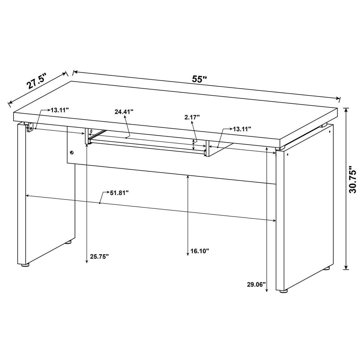 800891 Skylar 55-inch Computer Desk with Keyboard Drawer Cappuccino