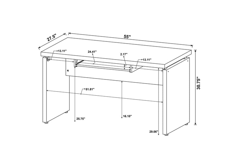 800891 Skylar 55-inch Computer Desk with Keyboard Drawer Cappuccino