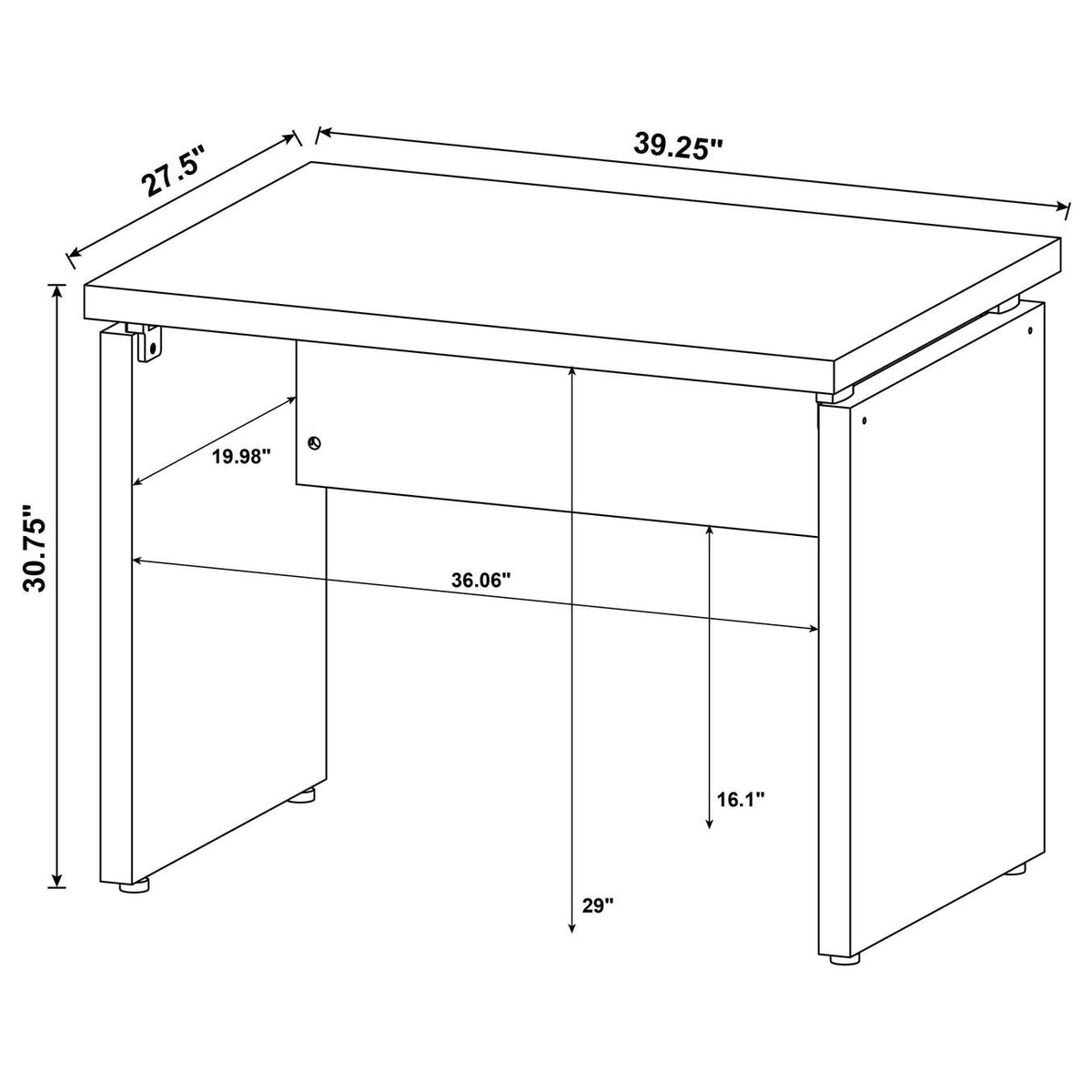 800892 Skylar 39-inch Engineered Wood Writing Desk Cappuccino