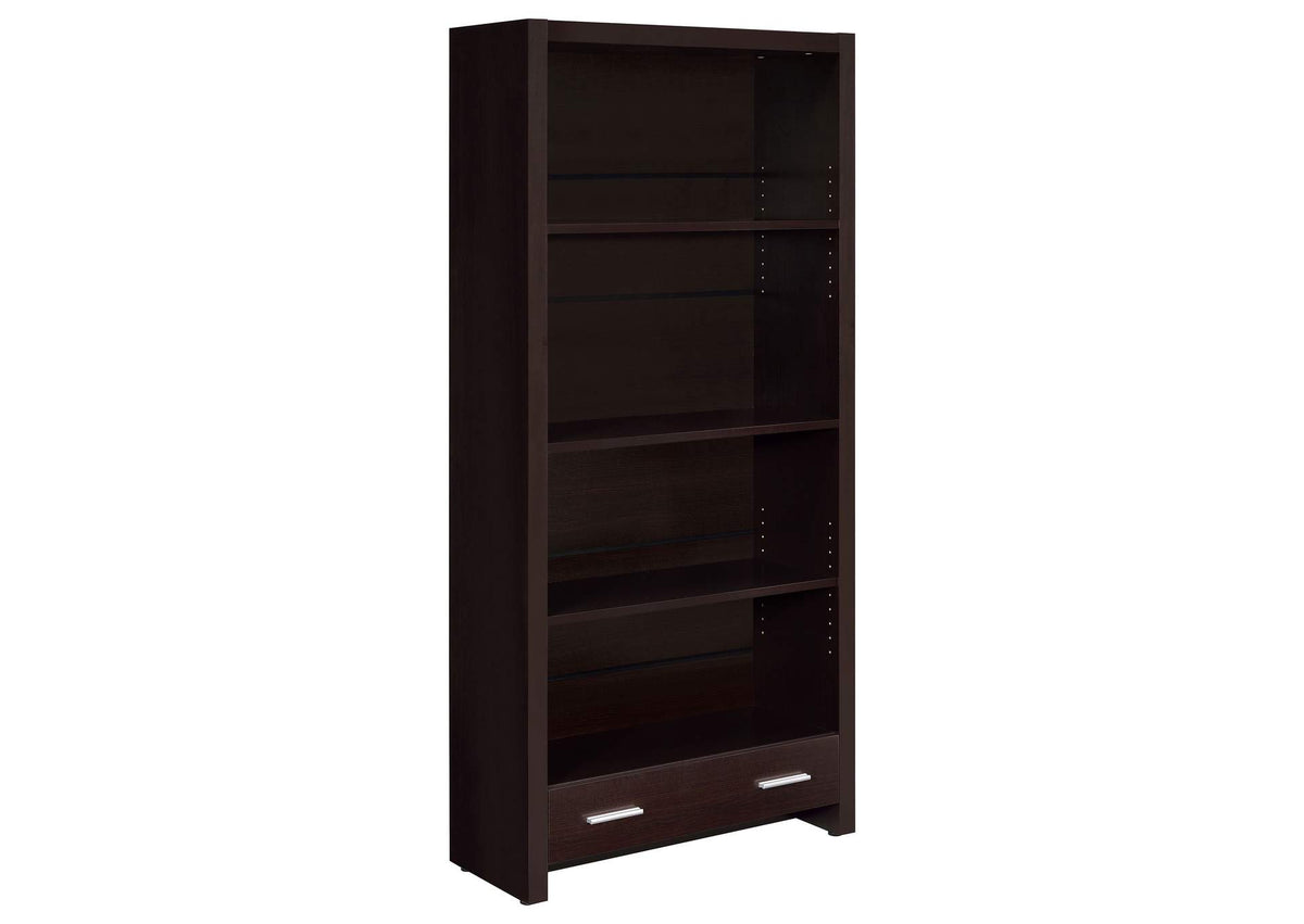 Skylar 71-inch 5-shelf Bookcase with Drawer Cappuccino