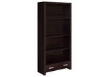 Skylar 71-inch 5-shelf Bookcase with Drawer Cappuccino