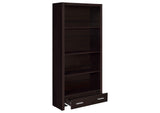 800905 Skylar 71-inch 5-shelf Bookcase with Drawer Cappuccino