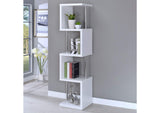801418 Baxter 67-inch 4-shelf Bookshelf White and Chrome