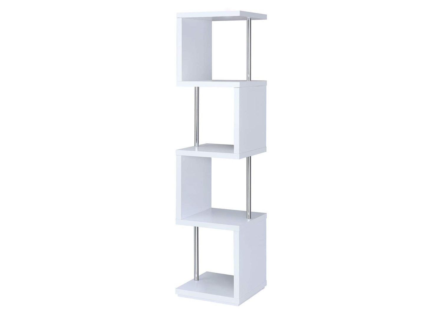 Baxter 67-inch 4-shelf Bookshelf White and Chrome