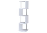 801418 Baxter 67-inch 4-shelf Bookshelf White and Chrome