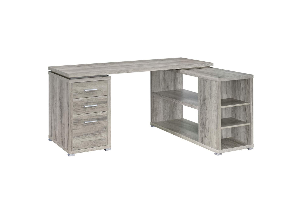 Yvette 60-inch 3-drawer L-Shape Computer Desk Grey Driftwood