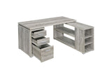 801516 Yvette 60-inch 3-drawer L-Shape Computer Desk Grey Driftwood
