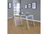 801535 Amaturo 59-inch Glass Top Acrylic Writing Desk Clear