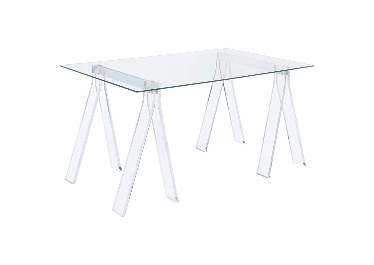 Amaturo 59-inch Glass Top Acrylic Writing Desk Clear