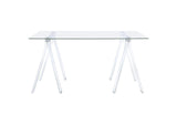 801535 Amaturo 59-inch Glass Top Acrylic Writing Desk Clear