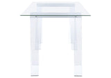 801535 Amaturo 59-inch Glass Top Acrylic Writing Desk Clear