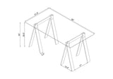 801535 Amaturo 59-inch Glass Top Acrylic Writing Desk Clear