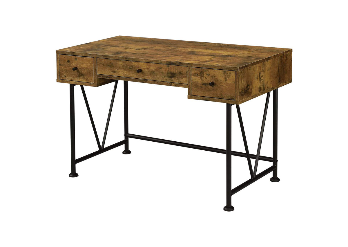 801541 Analiese 47-inch 3-drawer Writing Desk Rustic Nutmeg