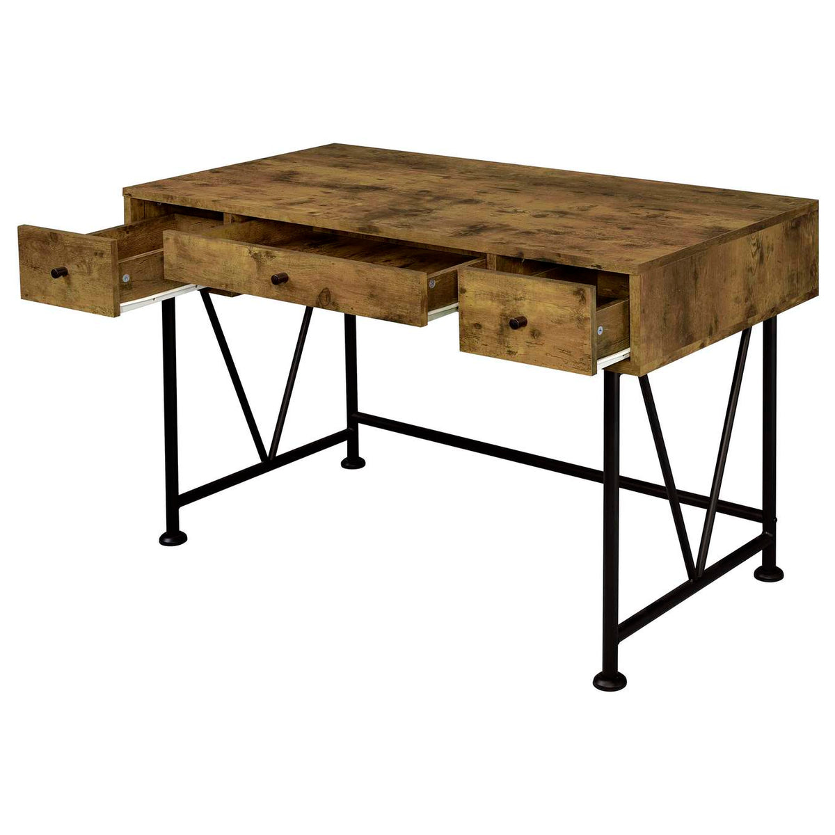 801541 Analiese 47-inch 3-drawer Writing Desk Rustic Nutmeg