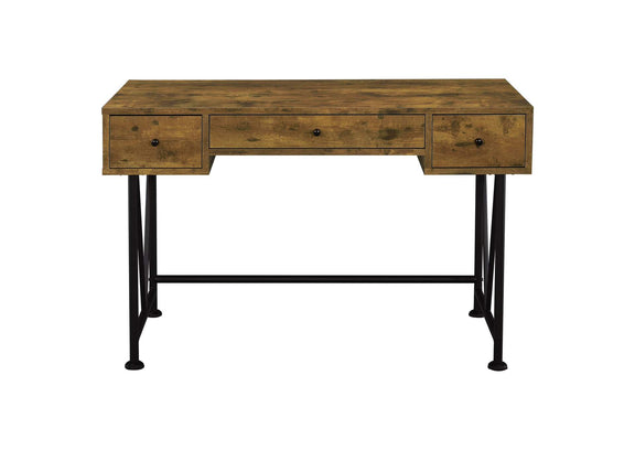 801541 Analiese 47-inch 3-drawer Writing Desk Rustic Nutmeg