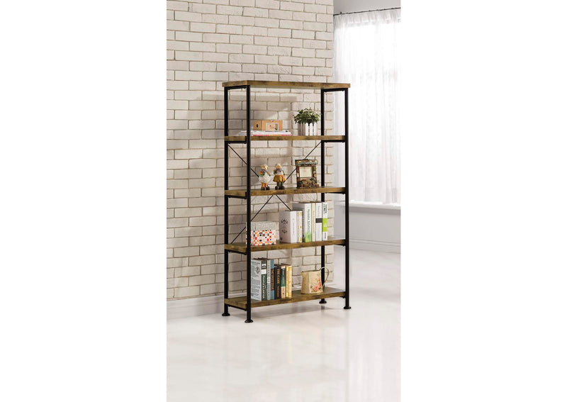 801542 Analiese 63-inch 4-shelf Bookshelf Rustic Nutmeg