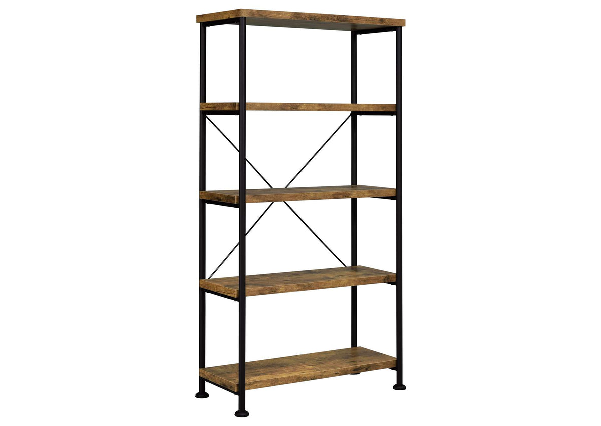 801542 Analiese 63-inch 4-shelf Bookshelf Rustic Nutmeg