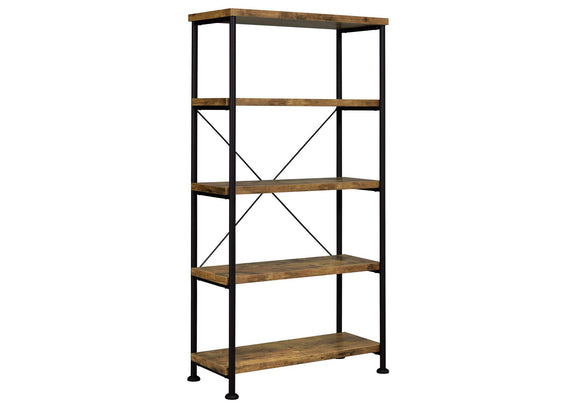 801542 Analiese 63-inch 4-shelf Bookshelf Rustic Nutmeg