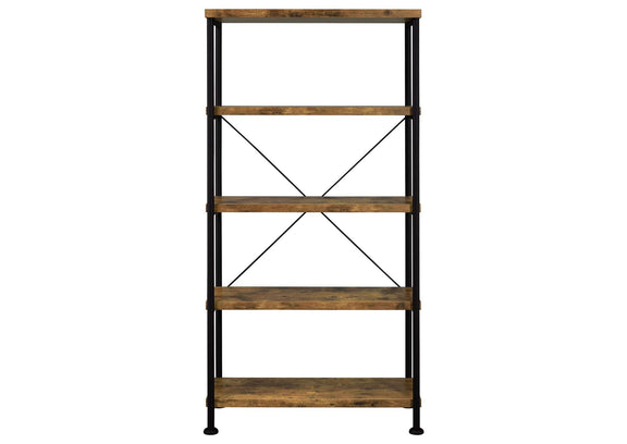 801542 Analiese 63-inch 4-shelf Bookshelf Rustic Nutmeg