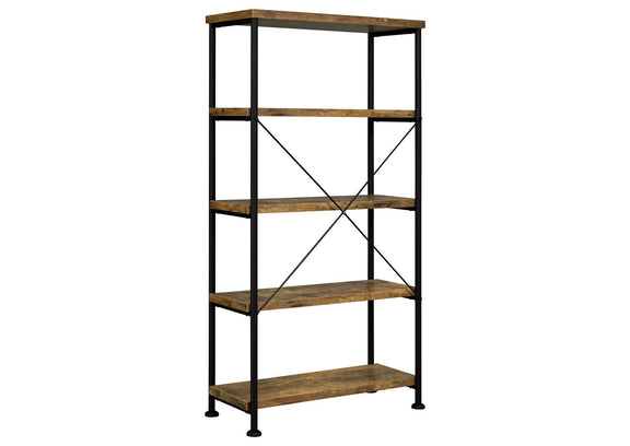 801542 Analiese 63-inch 4-shelf Bookshelf Rustic Nutmeg