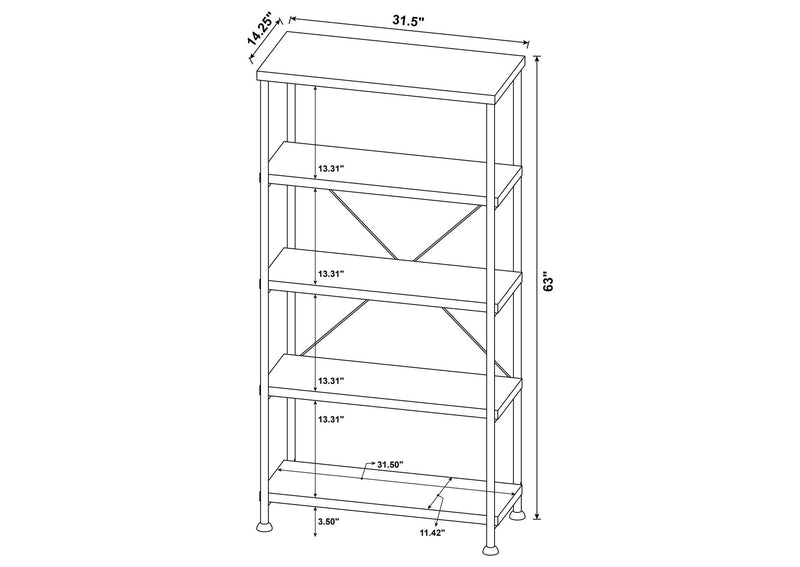 801542 Analiese 63-inch 4-shelf Bookshelf Rustic Nutmeg