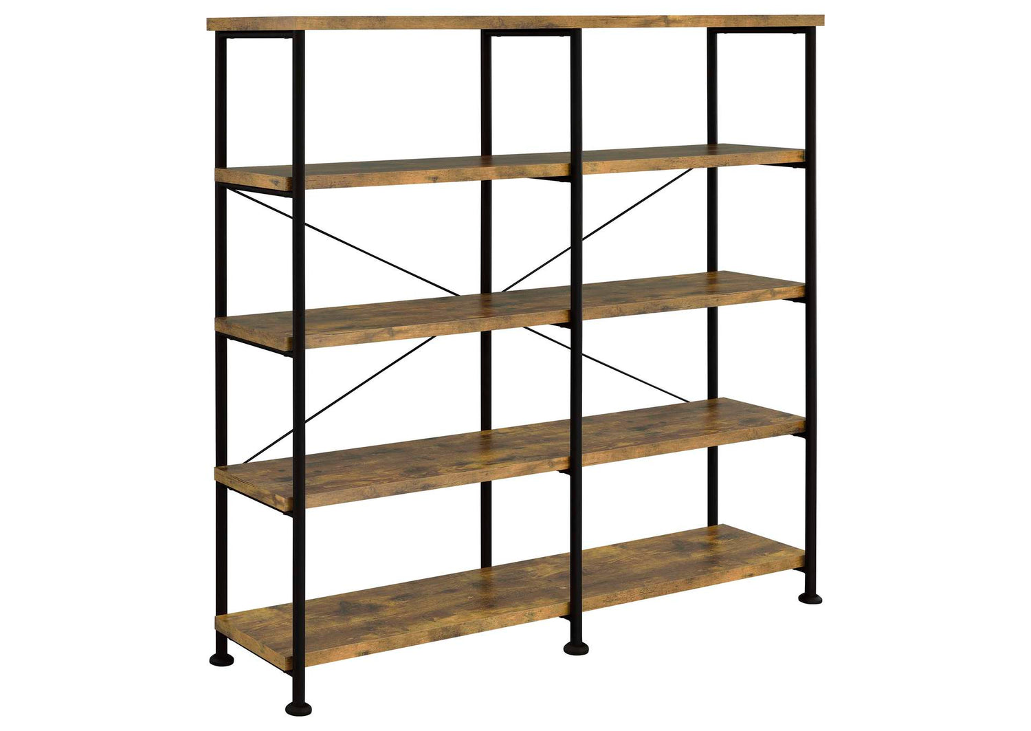 Analiese 63-inch 4-shelf Double Bookshelf Rustic Nutmeg
