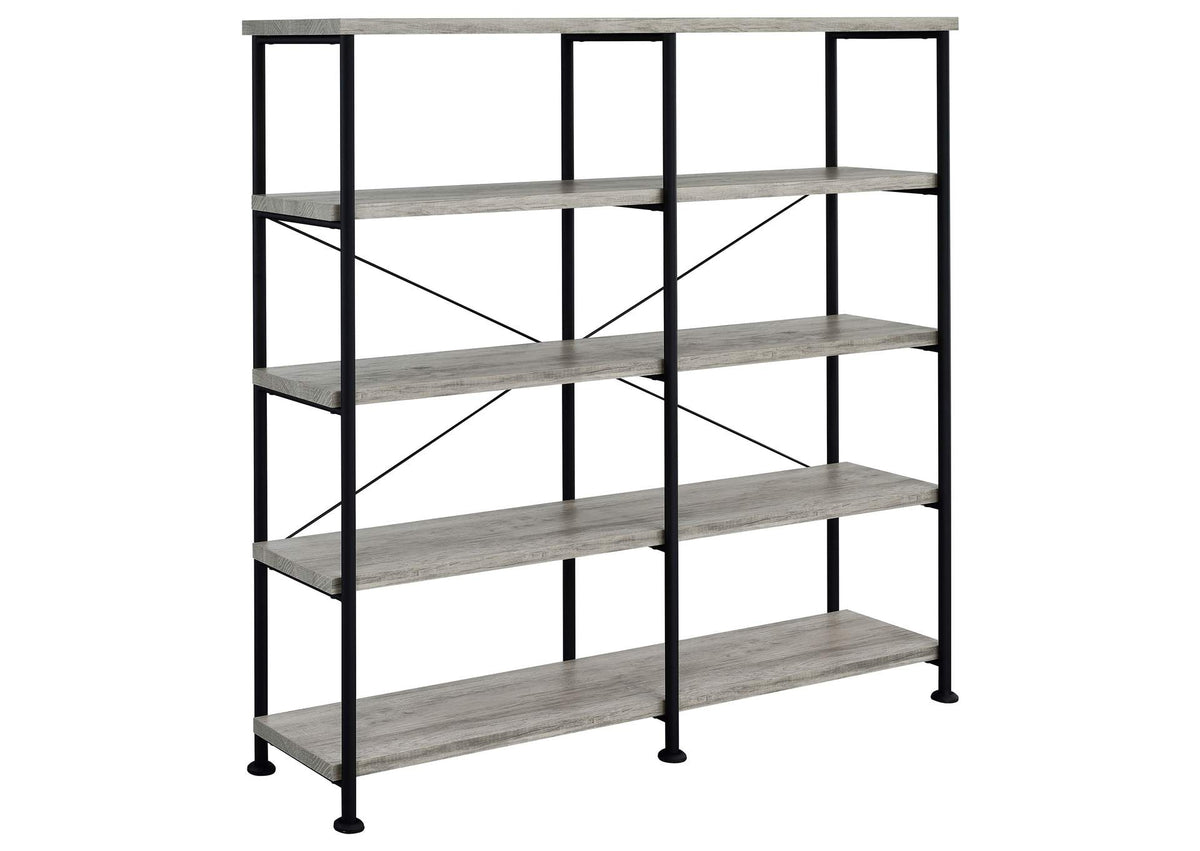 Analiese 63-inch 4-shelf Double Bookshelf Grey Driftwood